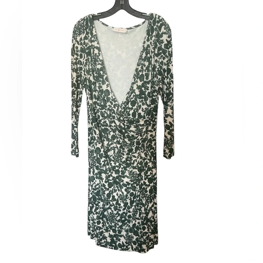 Tory Burch Green And Cream Floral Michelle Dress Size X-Large